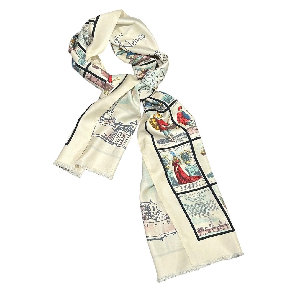 Banana Republic Piazza di Bologna Italian Art ilk Scarf Old Money European